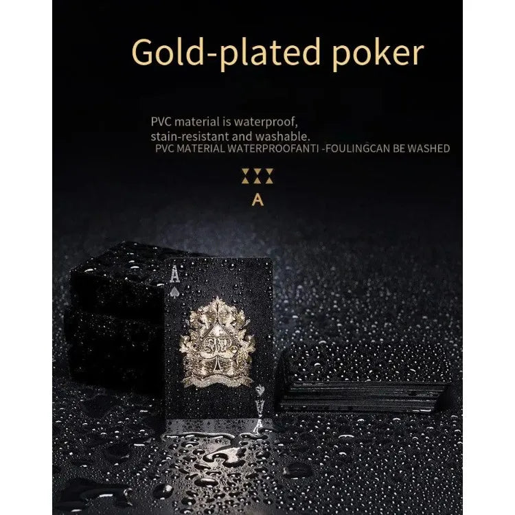 Black Rose Deck Poker — Frosted Waterproof Plastic Playing Cards for Texas Hold’em, Commemorative & Party Game Gift