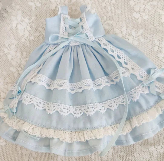Blythe Doll Clothes – Wine Red & White Princess Dress with Lace for YMY, Licca, Azone OB24/OB27 Dolls