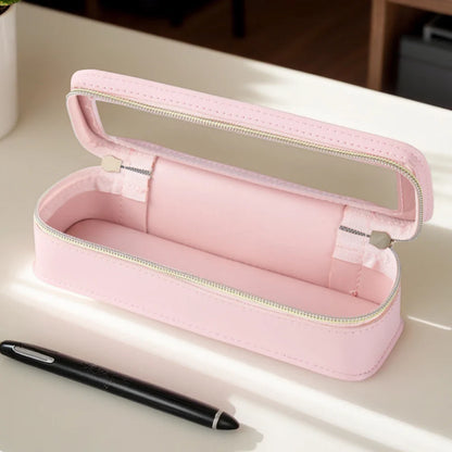 Women’s PU Transparent Makeup Brush Bag – Dual Zipper Travel Cosmetic Brush Holder Case