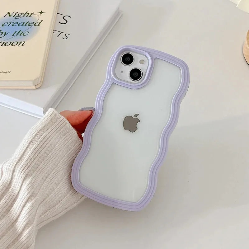 Candy Wavy Lines Bumper Case for iPhone 16/15/14/13/12/11 Pro Max Plus XR XS Max – Shockproof Clear Hard Back Cover