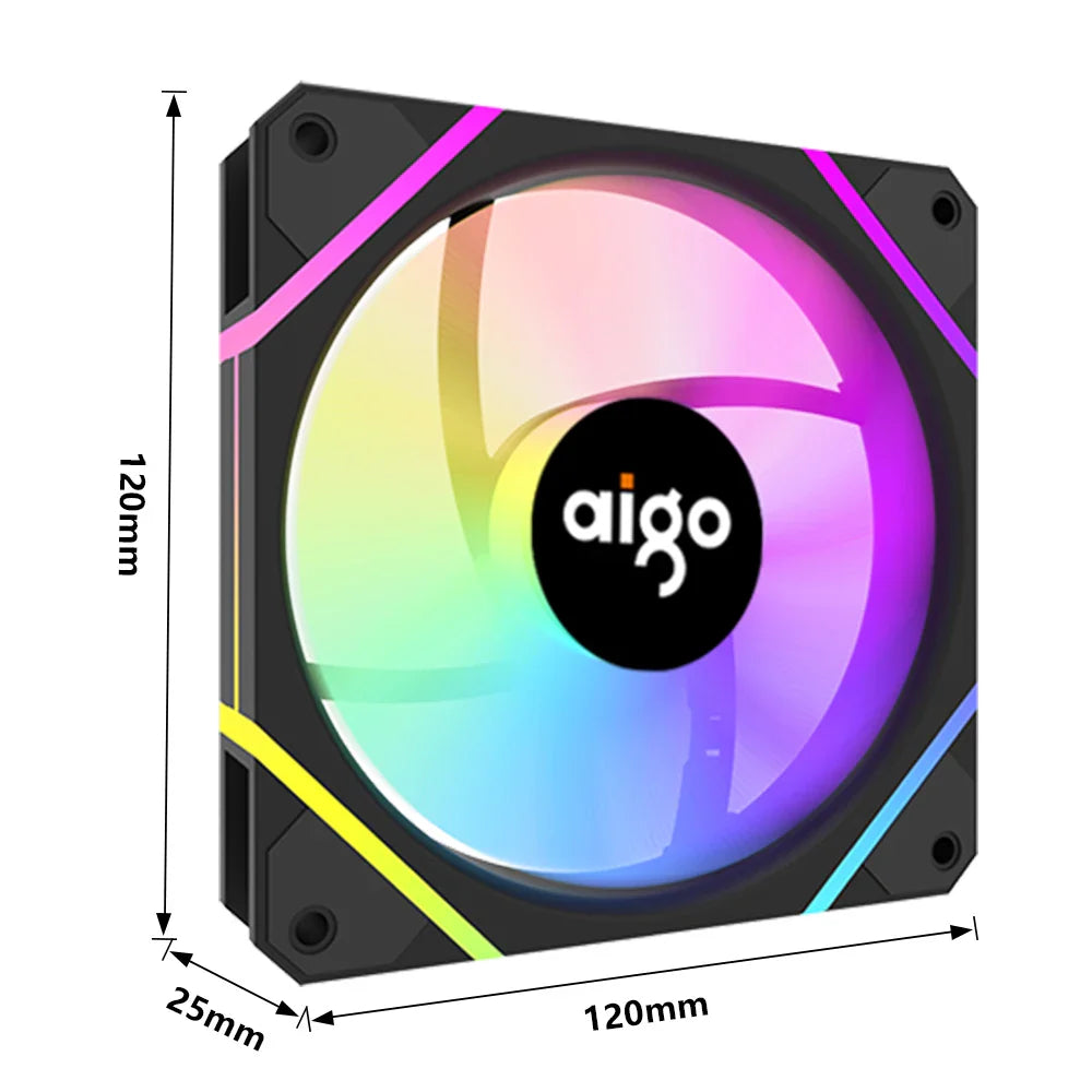 Aigo AM12 RGB PC Fan Kit — 120mm ARGB Water Cooler & Case Cooling Fans with 6-Pin Controller