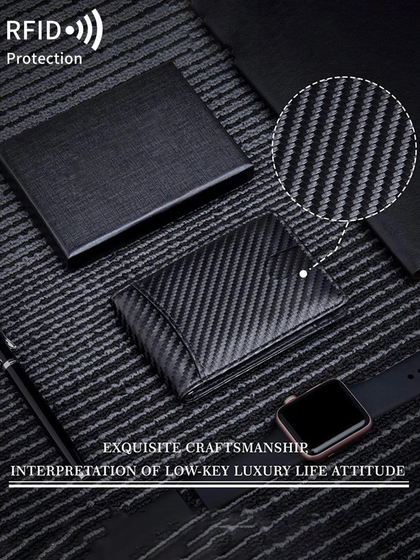 RFID Carbon Fiber Men’s Wallet — Ultra-Thin Mini Card Holder with 7 Slots