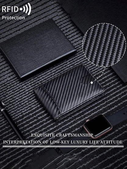 RFID Carbon Fiber Men’s Wallet — Ultra-Thin Mini Card Holder with 7 Slots