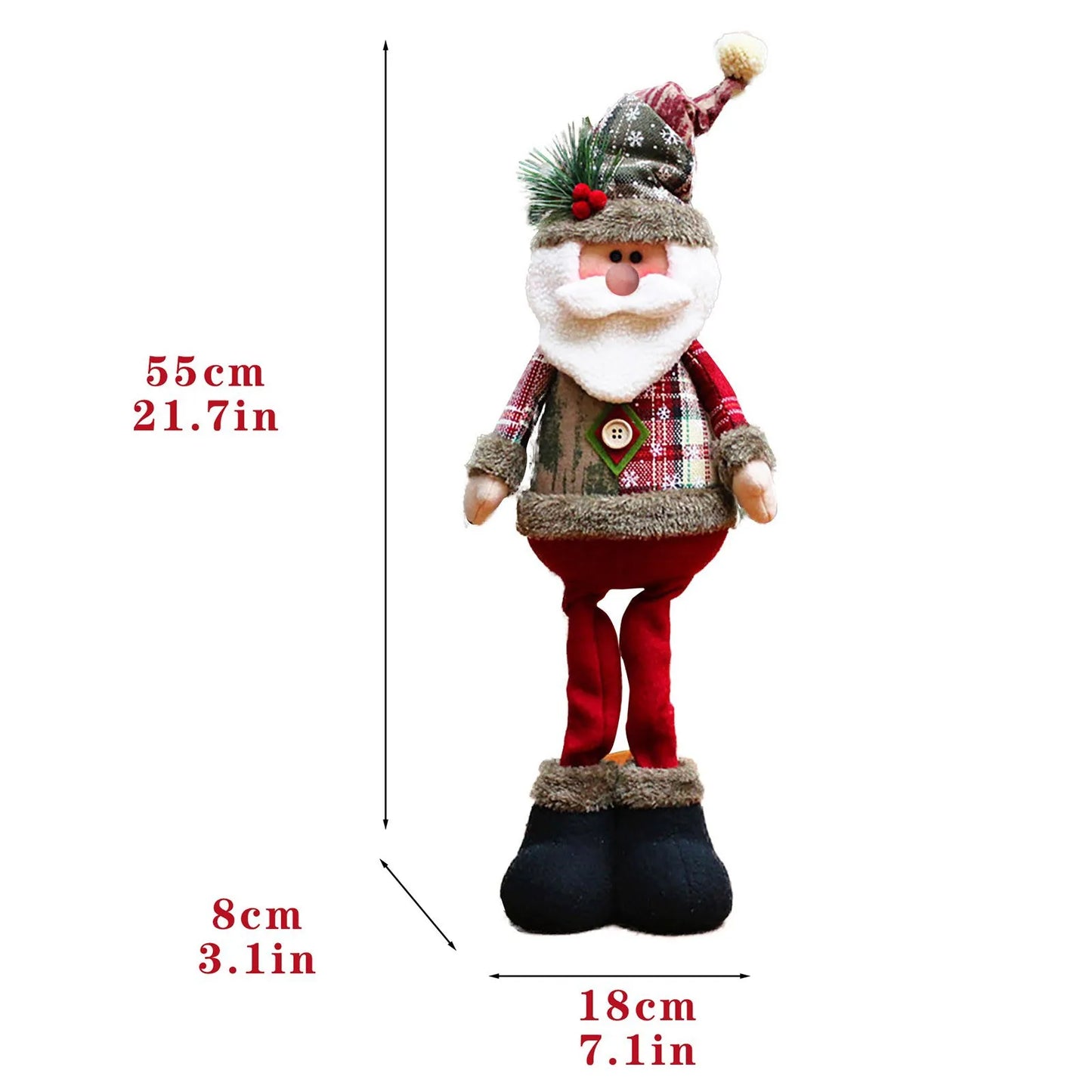 3PCS Christmas Decorative Dolls – Reindeer, Snowman & Santa Claus Standing Ornaments for Merry Christmas and New Year Celebration