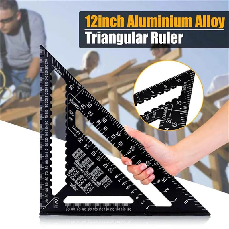 Metric Triangle Ruler for Woodworking | 7" & 12" Alloy Metal Carpenter Measuring Layout Tool