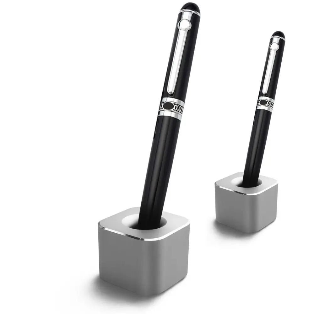 Creative Mini Aluminum Pen Holder – Non-Slip Square Pencil Storage Rack for Office Supplies