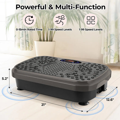 Vibration Plate Exercise Machine – Whole Body Fitness Platform with Loop Bands for Home Workout
