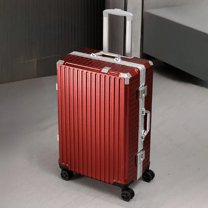 Aluminum Frame Rolling Luggage – 20/24/26/28 Inch Suitcase with USB Port, Combination Lock & Wheels