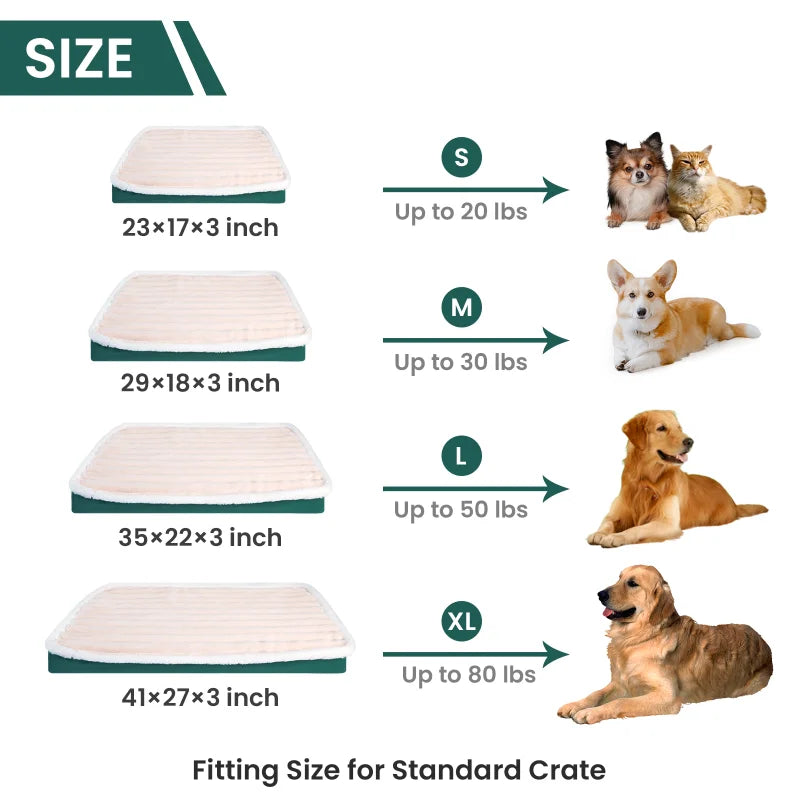 Removable Dog Bed Mat with Zipper - Washable Pet Mattress for Dog Sleeping, Pet Pad Cushion for Small to Medium Pets