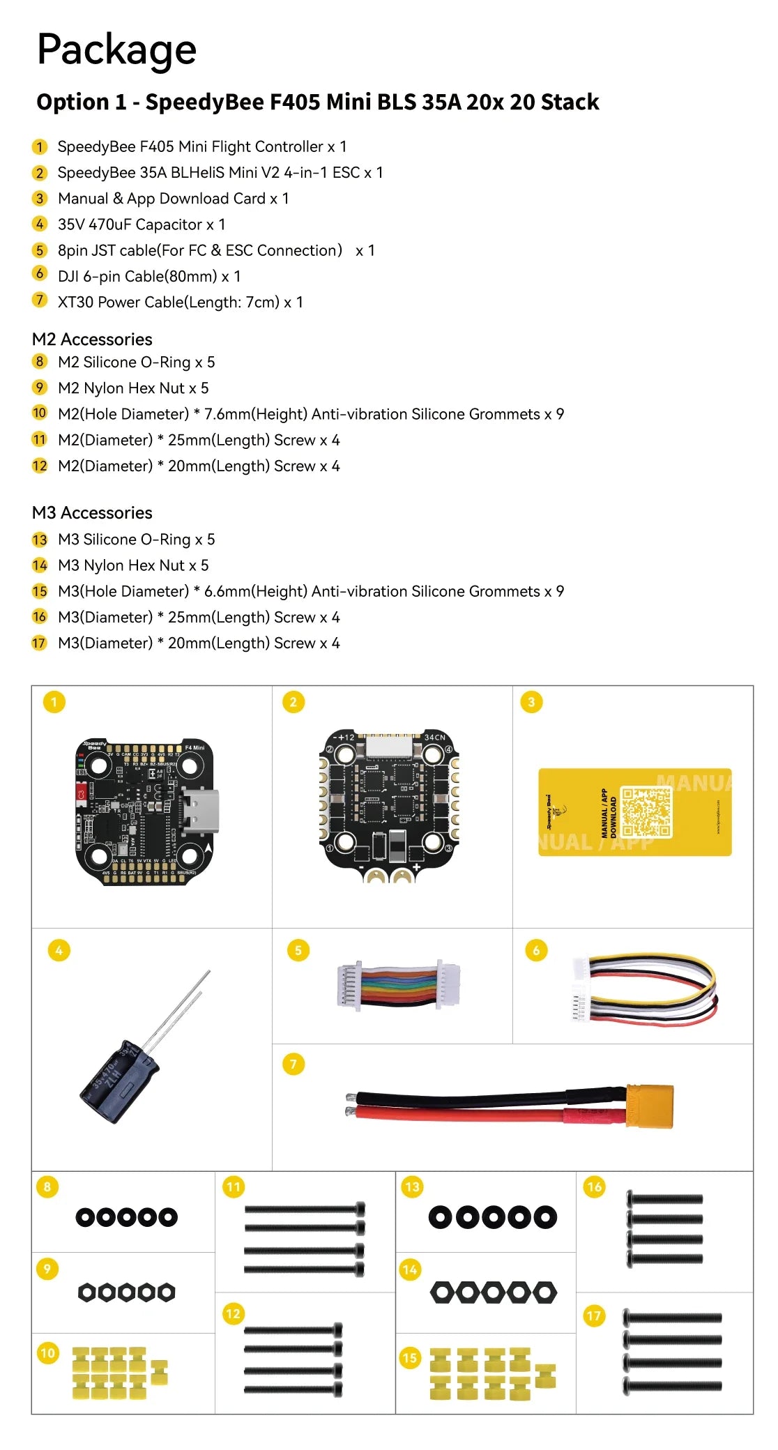 SpeedyBee F405 Mini Flight Controller + BLS 35A Mini V2 4-in-1 ESC — 20x20 for FPV Racing Drone