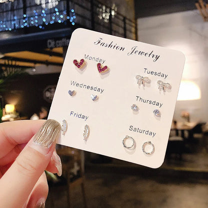 New S925 Silver Needle Stud Earrings Set – Simple & Cute Mini Earrings for Women & Girls, Exquisite Jewelry Gift