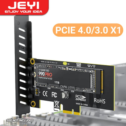 JEYI M.2 NVMe SSD to PCIe 4.0 x1 Adapter Card – 2280 PCI-E Gen4 16Gbps Expansion for Desktop PC