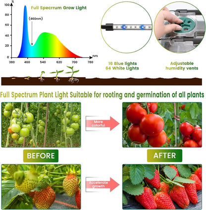 120-Cell Seed Starter Tray with Grow Light — Smart Timer Kit with Adjustable Vents & Drainage Holes