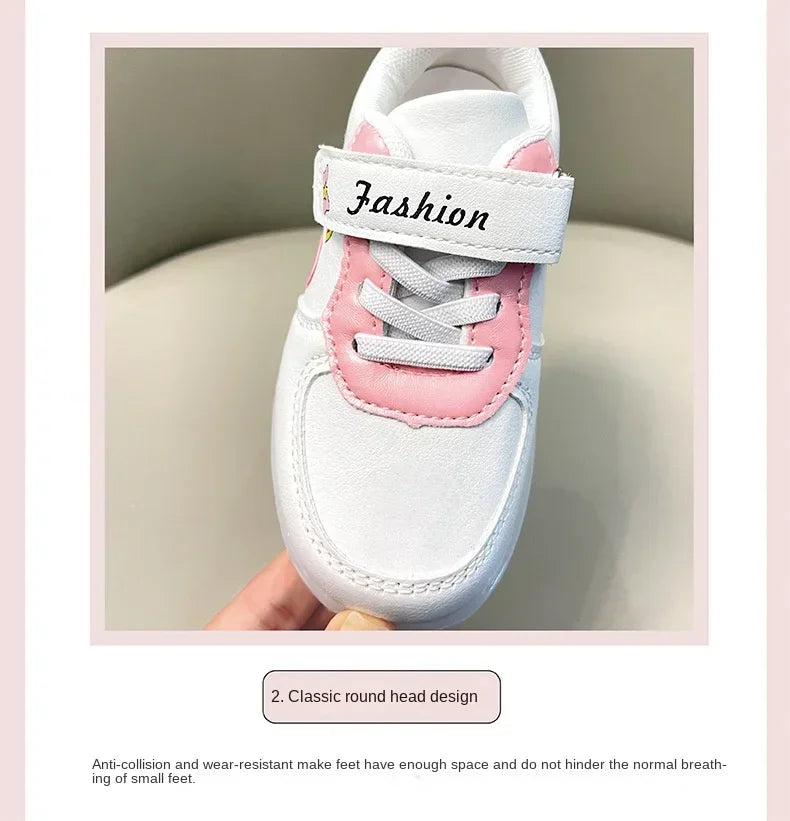 LED Kids Shoes for Girls — Cute Hello Kitty Cartoon Canvas Sneakers, Soft-Bottom Casual Shoes, Baby Girl Kawaii Footwear