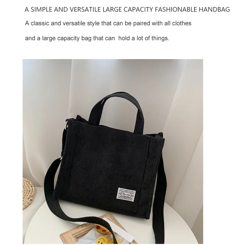 Rilibegan Shoulder Bag for Women - New Style Simple Corduroy, Large Capacity, Small Square Handbag, Trendy and Portable