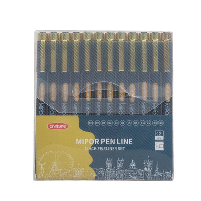 Japanese Sakura Pigma Micron Pen Set — 12 Black Fineliners for Manga, Sketching, Drawing & Comic Art