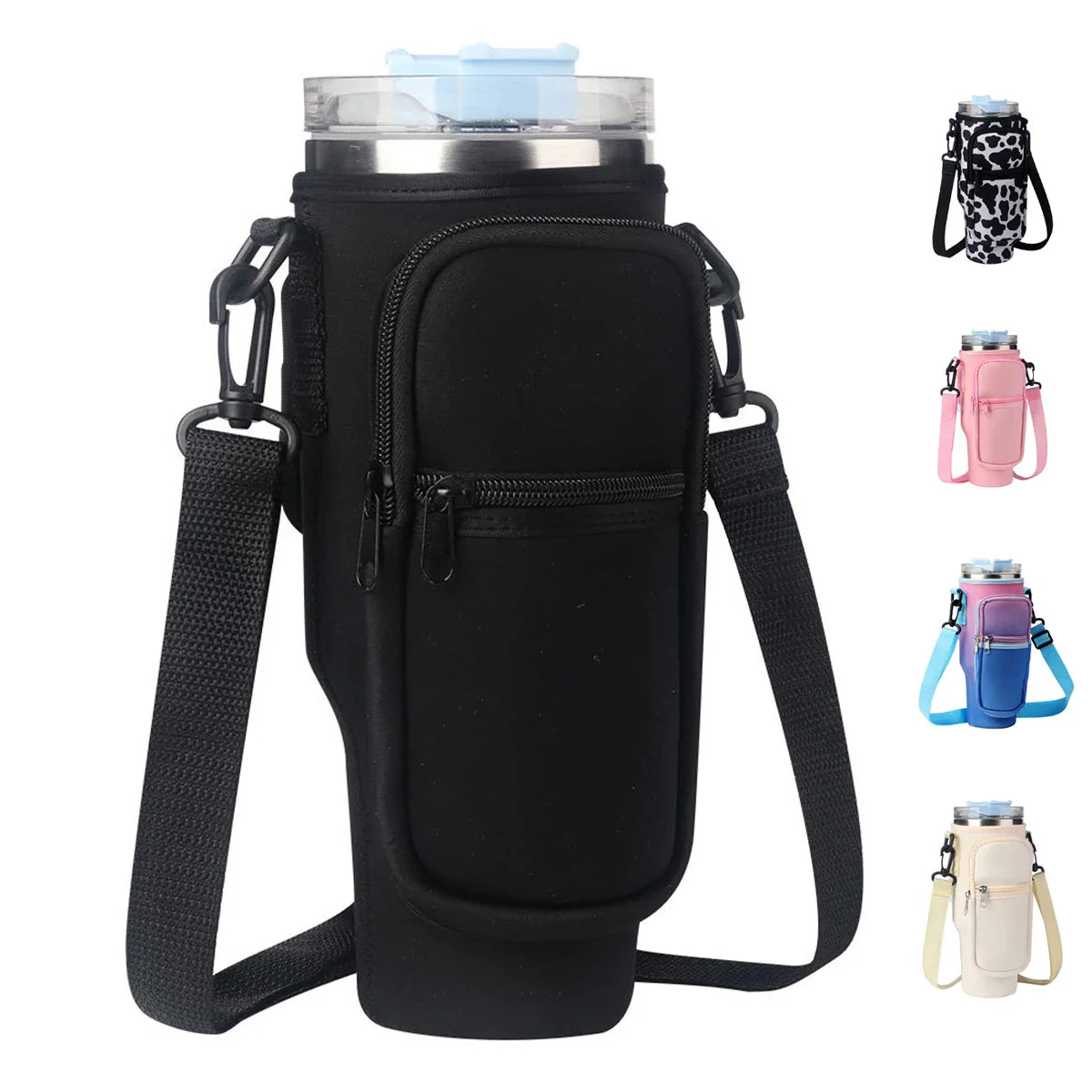 Leeseph Water Bottle Carrier Bag: Adjustable Shoulder Strap Pouch for Stanley 40oz Tumbler with Handle - Convenient Transport Solution
