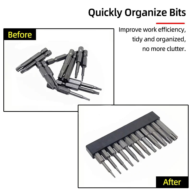 5-Piece Hex Shank Screwdriver Bit Holder Set - Plastic Storage Stand for 6/8/10/12/15 Hole Drill Bits
