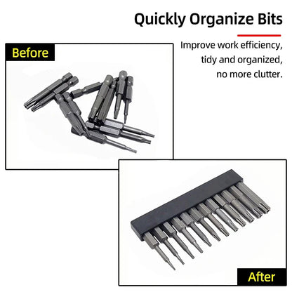 5-Piece Hex Shank Screwdriver Bit Holder Set - Plastic Storage Stand for 6/8/10/12/15 Hole Drill Bits