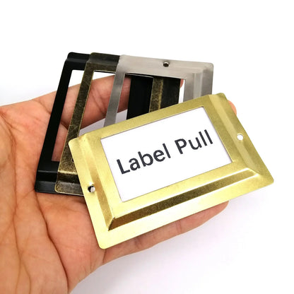 6pcs Large Iron Label Pull Handles – 52x80mm File Name Card Holders for Cabinet, Drawer & Jewelry Box