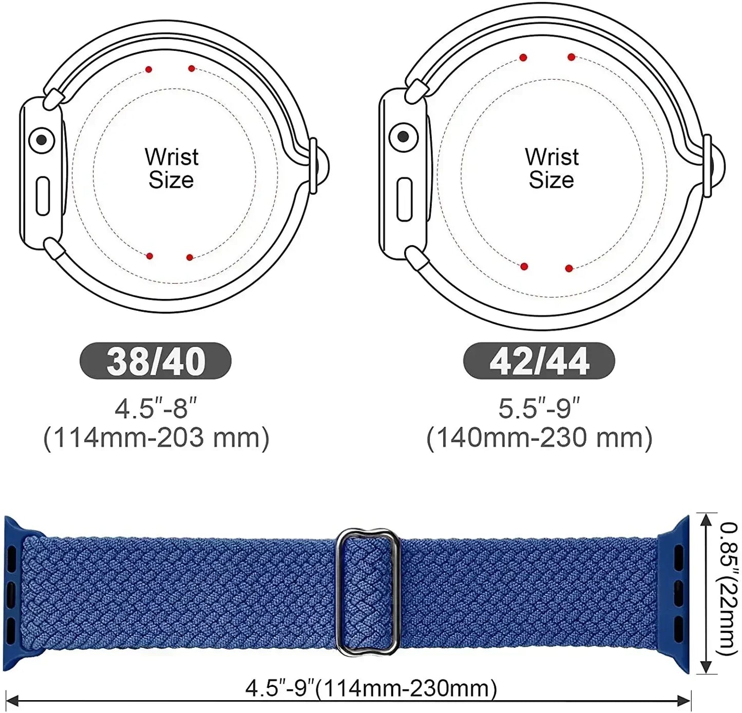 Braided Nylon Apple Watch Band – Adjustable Sport Strap Compatible with Ultra 2, Series 10/9/8/7/6/SE (40–49mm) Wrist Bracelet