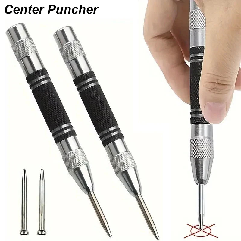 Heavy Duty Automatic Center Punch Tool – Spring Loaded Drill Hole Marker for Wood, Metal & Steel Carpentry