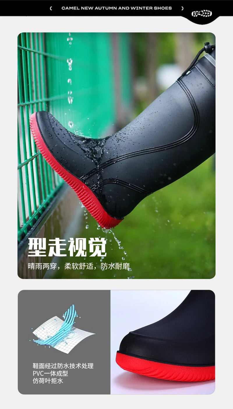 Men’s & Women’s High-End Rain Boots – Waterproof, Non-Slip Short & Mid-Calf Rubber Boots with Drawstring