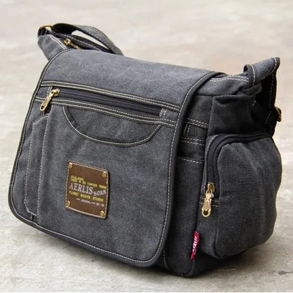 Men’s Vintage Canvas Crossbody Messenger Bag – Casual Travel Shoulder Bag, High-Quality Everyday Use