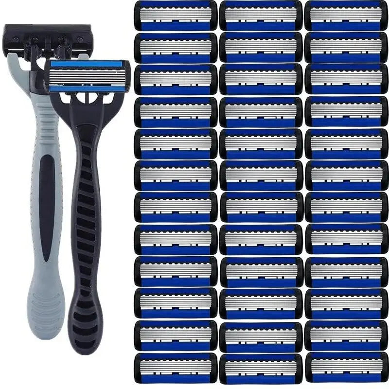 Men’s 6-Layer Stainless Steel Shaver – Classic Detachable & Reusable Razor Blade