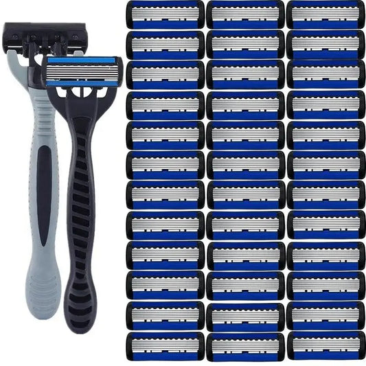 Men’s 6-Layer Stainless Steel Shaver – Classic Detachable & Reusable Razor Blade