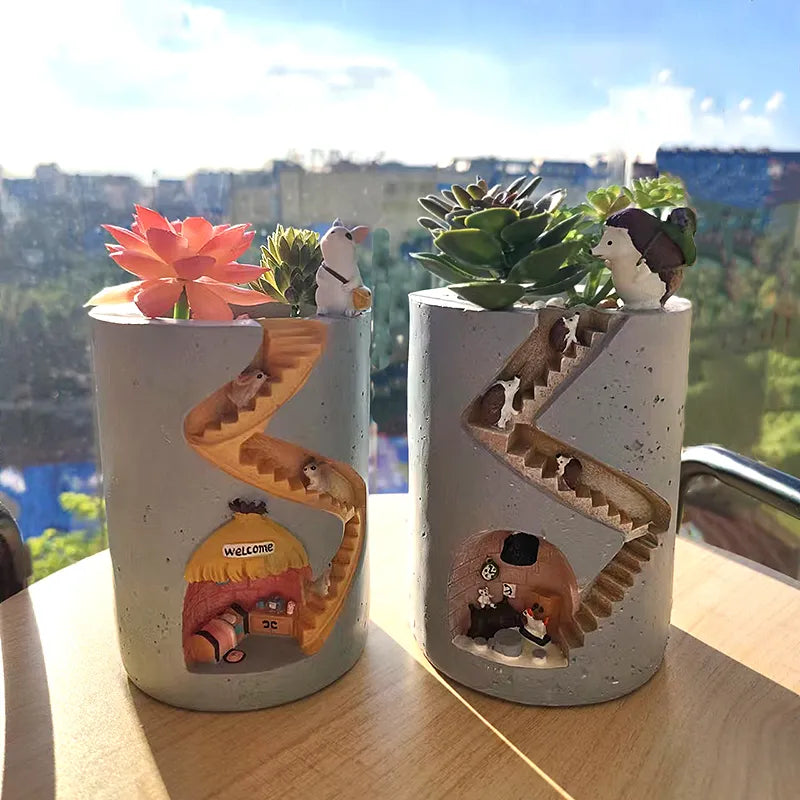 Creative Hedgehog Resin Planter - Decorative Flower Pot for Succulents and Air Plants - Ideal for Home, Garden, and Tabletop Decor