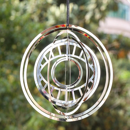 Turkish Devil Eye Wind Spinner – 3D Mirror Reflection Rotating Windchime, Feng Shui Amulet for Hanging Garden Decor