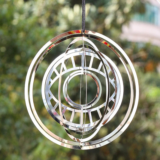 Turkish Devil Eye Wind Spinner – 3D Mirror Reflection Rotating Windchime, Feng Shui Amulet for Hanging Garden Decor