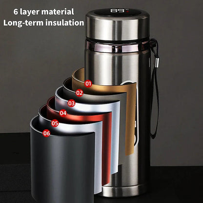 800ML-1L Stainless Steel Thermos Bottle - LED Temperature Display, SUS304 Tea Water Bottle, Vacuum Flask, Portable Cup
