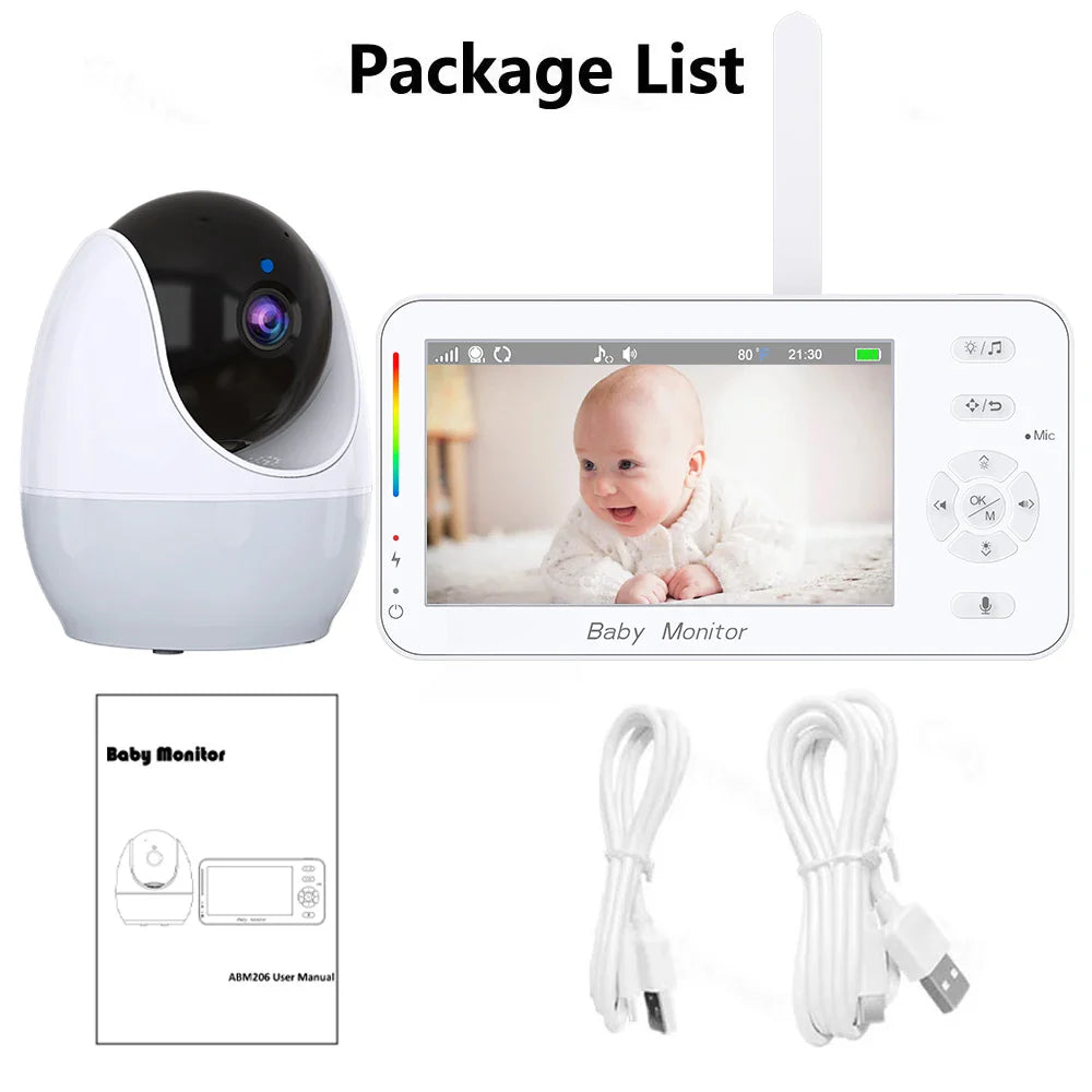 WiFi 1080P Baby Monitor with 4.3" Display & App Control – Night Vision PTZ Camera, 2-Way Audio, Lullabies, Feeding Reminder & Night Light Nanny Cam