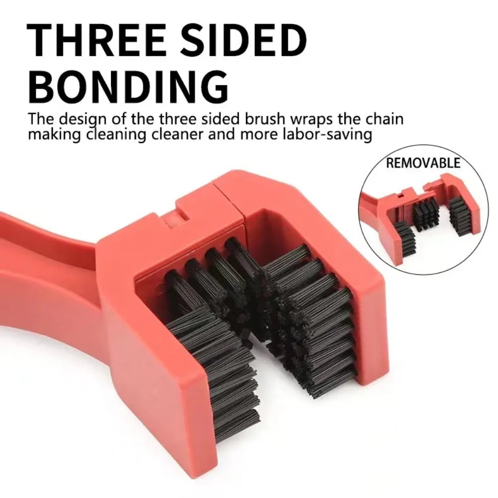 Motorcycle Chain Brush Cleaner — Plastic Bike & Moto Scrubber, Outdoor Chain Cleaning Tool for Road & Maintenance