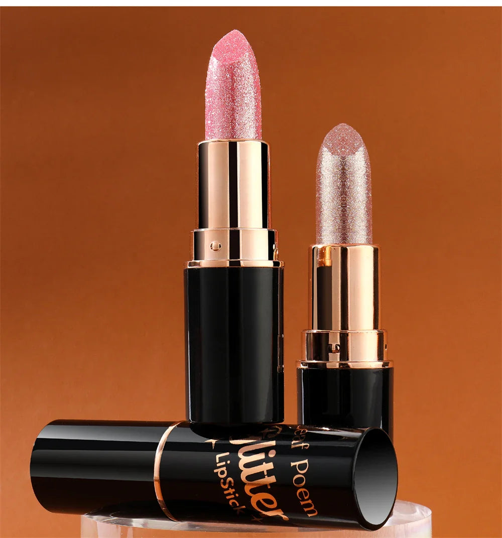 6 Colors Glitter Metallic Lipstick – Waterproof, Long-Lasting Diamond Pearlescent Lip Gloss for Moisturizing Sexy Lips