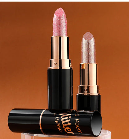 6 Colors Glitter Metallic Lipstick – Waterproof, Long-Lasting Diamond Pearlescent Lip Gloss for Moisturizing Sexy Lips