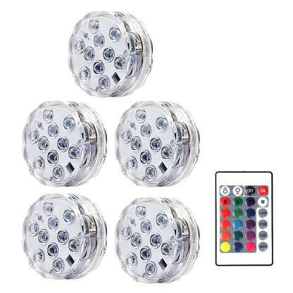 10LED RGB Submersible LED Light – Battery Operated Underwater Night Lamp for Pool, Garden, Wedding & Vase Decorations