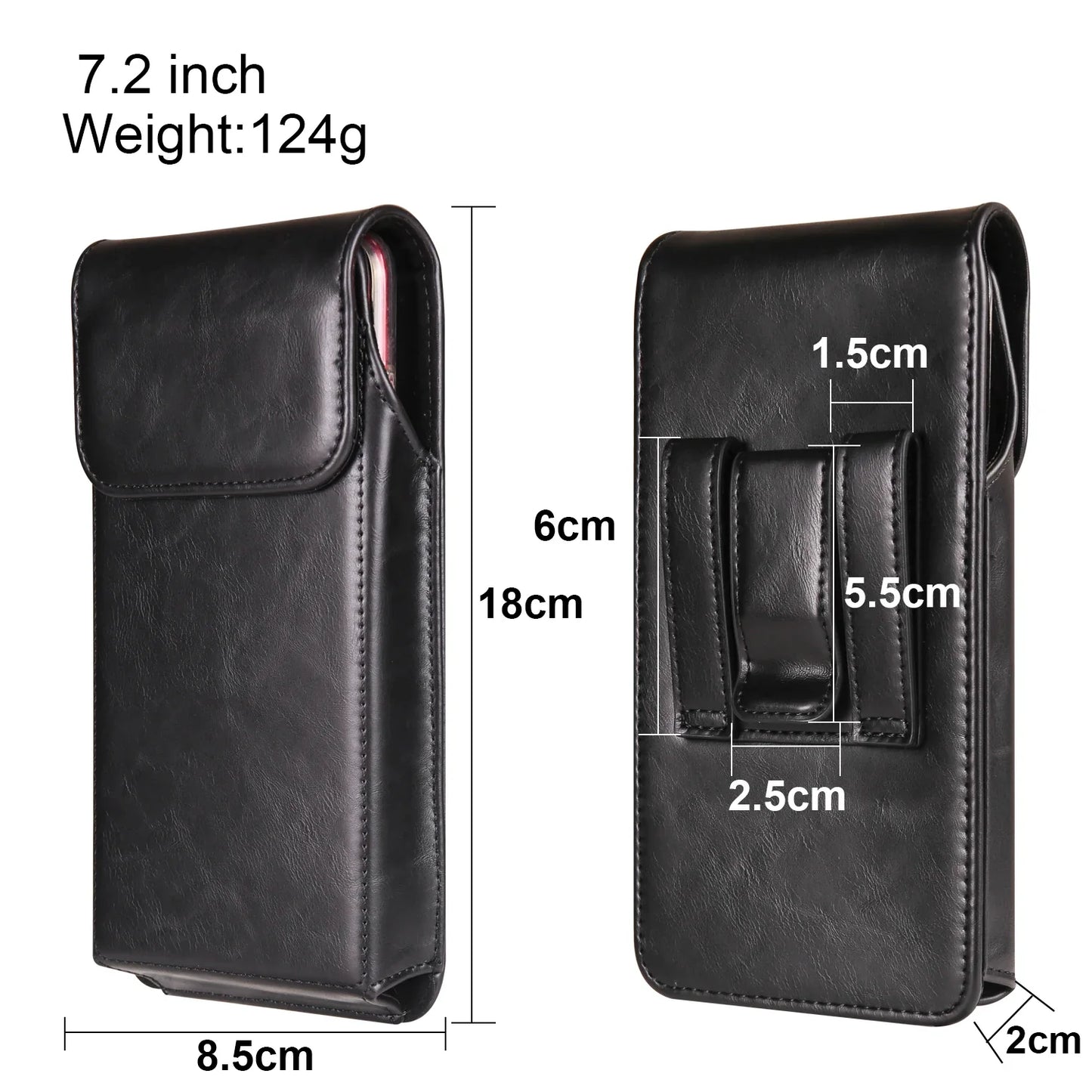 FULAIKATE 6.1"-7.2" Men's Leather Waist Phone Bag – High-Grade Crazy Horse Vertical Pouch for iPhone 14 Pro Max & Samsung Note23