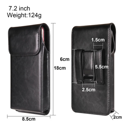 FULAIKATE 6.1"-7.2" Men's Leather Waist Phone Bag – High-Grade Crazy Horse Vertical Pouch for iPhone 14 Pro Max & Samsung Note23