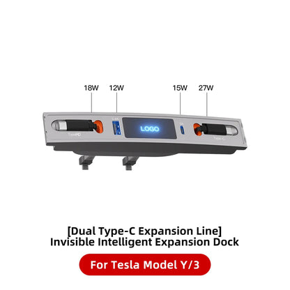 27W Quick Charger USB Hub – Intelligent Docking Station & Splitter for Tesla Model 3 & Model Y