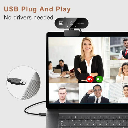 4K Webcam with Microphone - 1080P Mini Camera, 2K Full HD, Auto Focus for PC, Laptop, Video Shooting