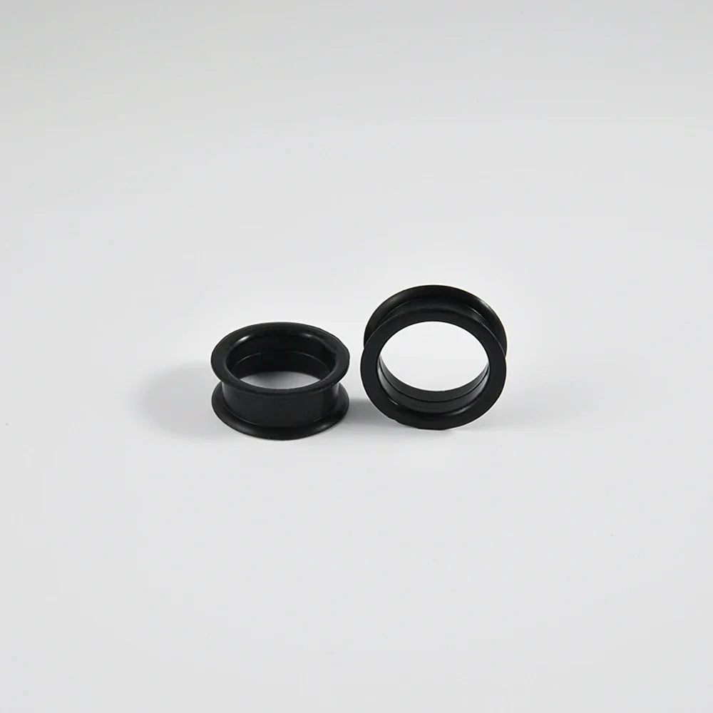 Pair of Supersize Black Silicone Double Flared Ear Tunnel Plugs — Flesh Gauge Expander Stretchers for Piercing