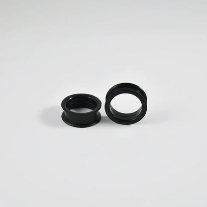Pair of Supersize Black Silicone Double Flared Ear Tunnel Plugs — Flesh Gauge Expander Stretchers for Piercing
