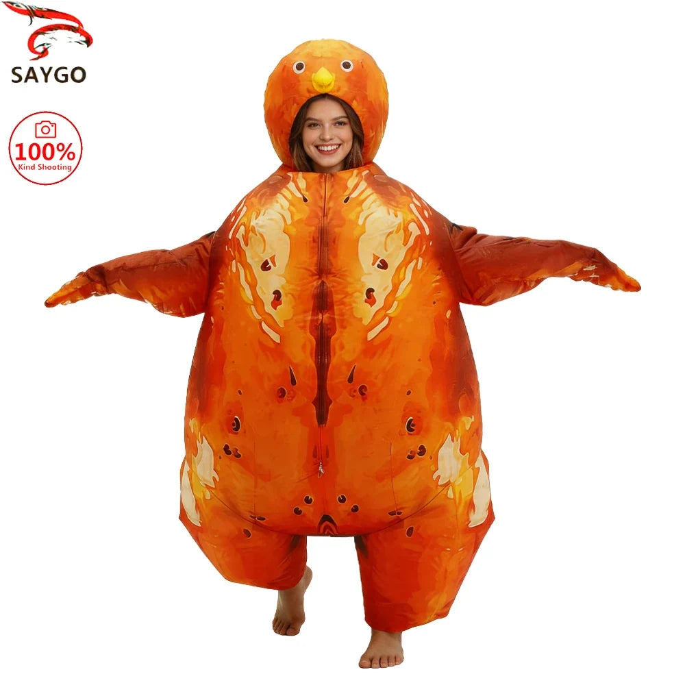 Inflatable Thanksgiving Turkey Mascot Costume - Funny Roast Turkey Cosplay Suit for Festivals & Carnival Parties