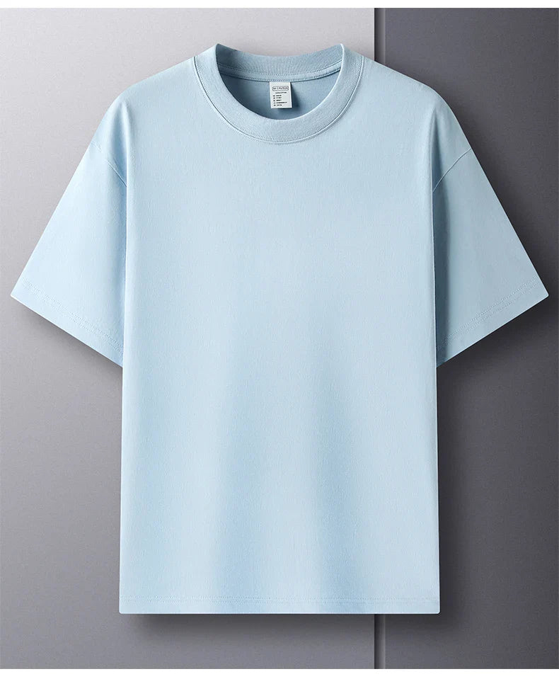 100% Pure Cotton Men’s Summer T-Shirt – High-End Short Sleeve Round Neck Breathable Fashion Top