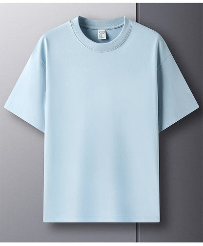 100% Pure Cotton Men’s Summer T-Shirt – High-End Short Sleeve Round Neck Breathable Fashion Top