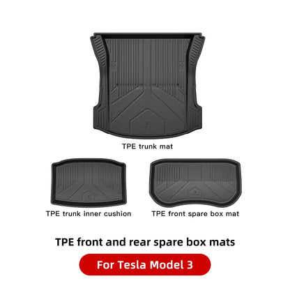 YZ Floor Mats for Tesla Model 3/Y 2021-2023 — Waterproof, Non-Slip TPE Car Accessories