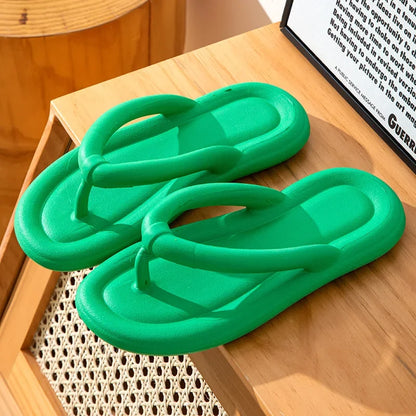 Women’s Candy Color EVA Flip Flops - Soft Bottom Non-Slip Summer Beach Cloud Slides